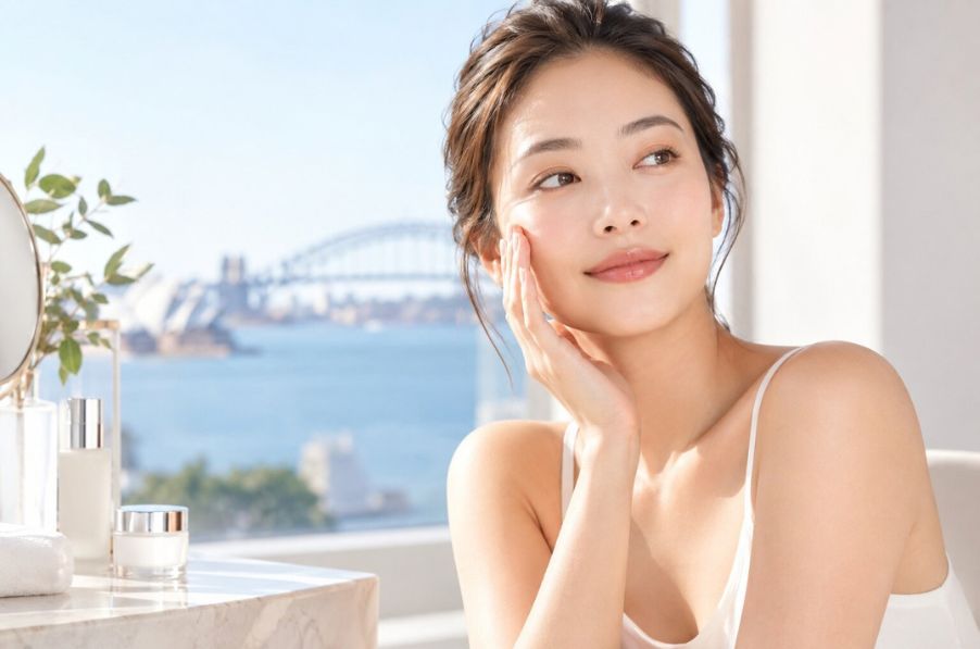Woman preparing skin for Sydney summer